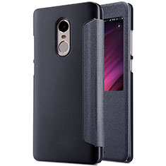 Leather Case Stands Flip Cover for Xiaomi Redmi Note 4 Standard Edition Black