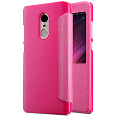 Leather Case Stands Flip Cover for Xiaomi Redmi Note 4X Hot Pink