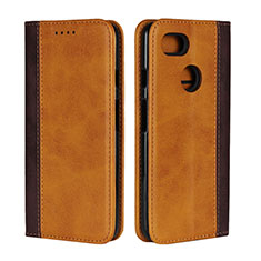 Leather Case Stands Flip Cover G01 Holder for Google Pixel 3 Orange