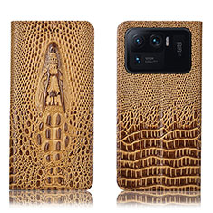 Leather Case Stands Flip Cover H03P Holder for Xiaomi Mi 11 Ultra 5G Brown