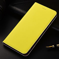 Leather Case Stands Flip Cover H04 Holder for Apple iPhone 14 Yellow