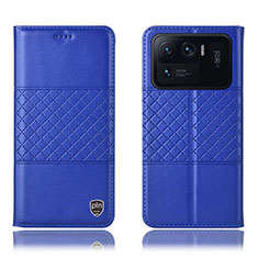 Leather Case Stands Flip Cover H04P Holder for Xiaomi Mi 11 Ultra 5G Blue