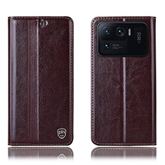 Leather Case Stands Flip Cover H05P Holder for Xiaomi Mi 11 Ultra 5G Brown