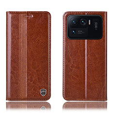 Leather Case Stands Flip Cover H05P Holder for Xiaomi Mi 11 Ultra 5G Light Brown
