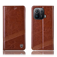 Leather Case Stands Flip Cover H06P Holder for Xiaomi Mi 11 Pro 5G Light Brown