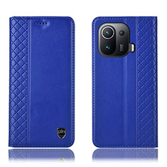 Leather Case Stands Flip Cover H07P Holder for Xiaomi Mi 11 Pro 5G Blue