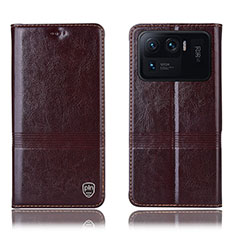 Leather Case Stands Flip Cover H07P Holder for Xiaomi Mi 11 Ultra 5G Brown