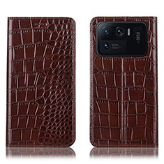 Leather Case Stands Flip Cover H08P Holder for Xiaomi Mi 11 Ultra 5G Brown