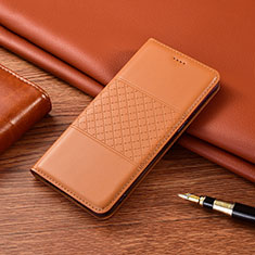 Leather Case Stands Flip Cover H09 Holder for Apple iPhone 13 Pro Orange