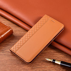 Leather Case Stands Flip Cover H10 Holder for Apple iPhone 13 Mini Orange