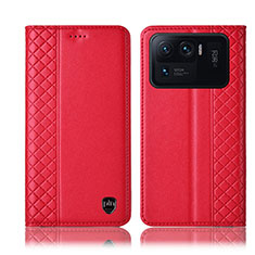 Leather Case Stands Flip Cover H10P Holder for Xiaomi Mi 11 Ultra 5G Red