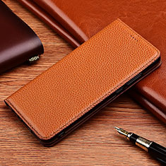 Leather Case Stands Flip Cover H11 Holder for Apple iPhone 14 Brown