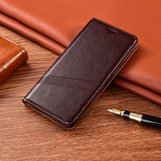 Leather Case Stands Flip Cover H12 Holder for Apple iPhone 14 Brown