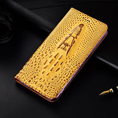 Leather Case Stands Flip Cover H15 Holder for Apple iPhone 14 Pro Max Yellow