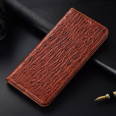 Leather Case Stands Flip Cover H16 Holder for Apple iPhone 13 Brown