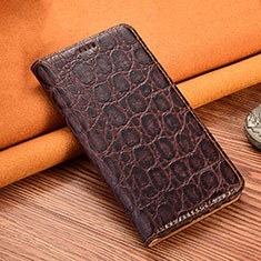 Leather Case Stands Flip Cover H18 Holder for Apple iPhone 13 Brown