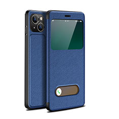 Leather Case Stands Flip Cover H24 Holder for Apple iPhone 13 Mini Blue