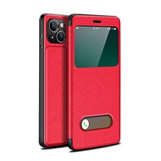 Leather Case Stands Flip Cover H24 Holder for Apple iPhone 13 Red