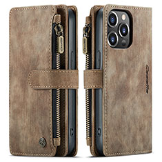 Leather Case Stands Flip Cover H27 Holder for Apple iPhone 13 Pro Max Brown