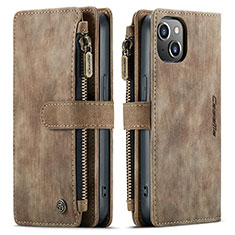 Leather Case Stands Flip Cover H28 Holder for Apple iPhone 13 Mini Brown