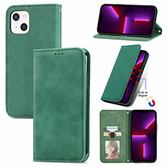 Leather Case Stands Flip Cover H30 Holder for Apple iPhone 14 Green