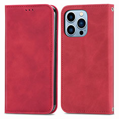 Leather Case Stands Flip Cover H30 Holder for Apple iPhone 14 Pro Red