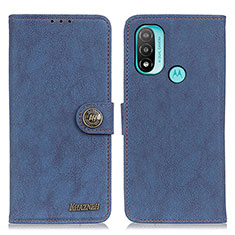 Leather Case Stands Flip Cover Holder A01D for Motorola Moto E20 Blue