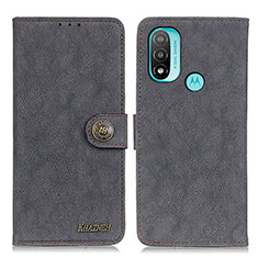 Leather Case Stands Flip Cover Holder A01D for Motorola Moto E30 Black