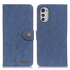 Leather Case Stands Flip Cover Holder A01D for Motorola Moto E32 Blue