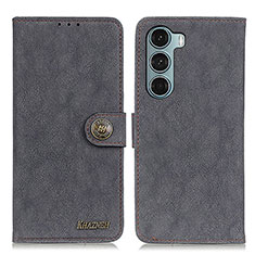 Leather Case Stands Flip Cover Holder A01D for Motorola Moto G200 5G Black