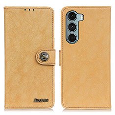 Leather Case Stands Flip Cover Holder A01D for Motorola Moto G200 5G Gold