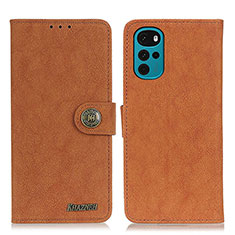 Leather Case Stands Flip Cover Holder A01D for Motorola Moto G22 Brown
