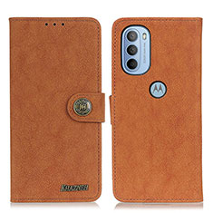Leather Case Stands Flip Cover Holder A01D for Motorola Moto G41 Brown