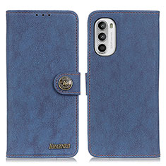 Leather Case Stands Flip Cover Holder A01D for Motorola MOTO G52 Blue