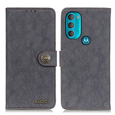 Leather Case Stands Flip Cover Holder A01D for Motorola Moto G71 5G Black