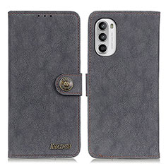 Leather Case Stands Flip Cover Holder A01D for Motorola Moto G71s 5G Black
