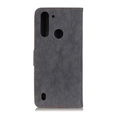 Leather Case Stands Flip Cover Holder A01D for Motorola Moto One Fusion Black