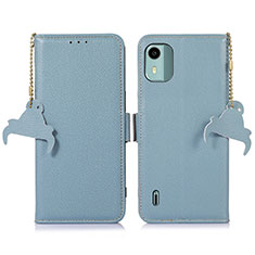 Leather Case Stands Flip Cover Holder A01D for Nokia C12 Mint Blue