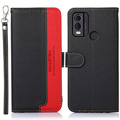 Leather Case Stands Flip Cover Holder A01D for Nokia C22 Black