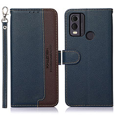 Leather Case Stands Flip Cover Holder A01D for Nokia C22 Blue
