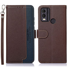 Leather Case Stands Flip Cover Holder A01D for Nokia C22 Brown