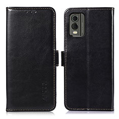Leather Case Stands Flip Cover Holder A01D for Nokia C32 Black
