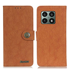 Leather Case Stands Flip Cover Holder A01D for OnePlus 10 Pro 5G Brown