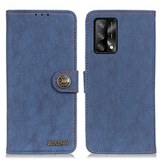 Leather Case Stands Flip Cover Holder A01D for Oppo A74 4G Blue