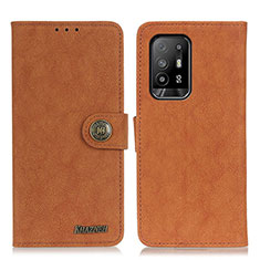 Leather Case Stands Flip Cover Holder A01D for Oppo A94 5G Brown