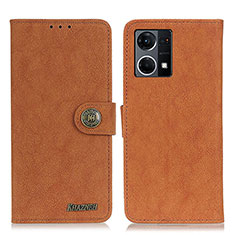 Leather Case Stands Flip Cover Holder A01D for Oppo F21 Pro 4G Brown