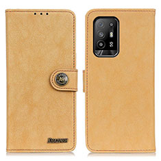 Leather Case Stands Flip Cover Holder A01D for Oppo Reno5 Z 5G Gold