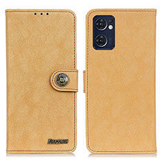 Leather Case Stands Flip Cover Holder A01D for Oppo Reno7 5G Gold