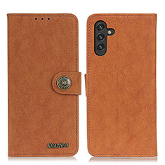 Leather Case Stands Flip Cover Holder A01D for Samsung Galaxy A04s Brown