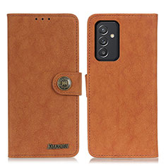 Leather Case Stands Flip Cover Holder A01D for Samsung Galaxy A15 4G Brown